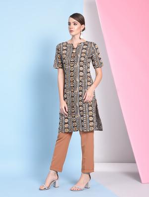 Printed straight kurta - 16050758 - Standard Image - 3