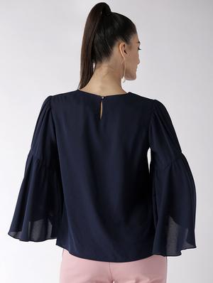 floral patch bell sleeved top - 16050776 - Standard Image - 3