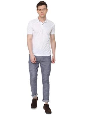 blue cotton chinos casual trousers - 16050983 - Standard Image - 3