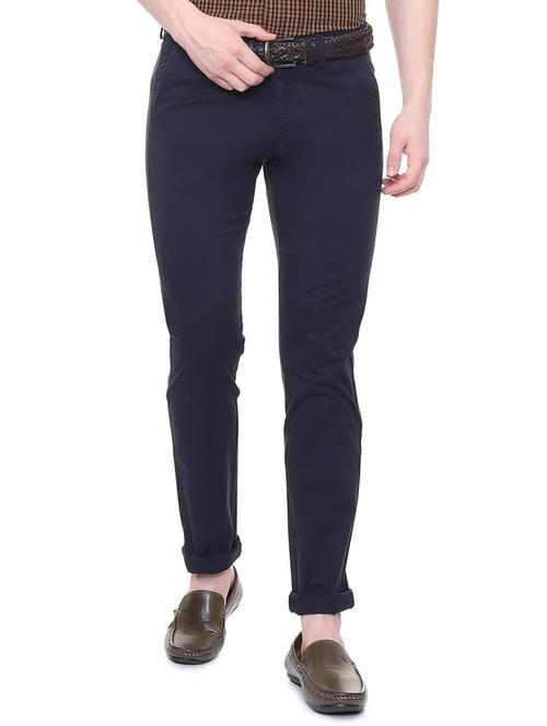 blue cotton chinos casual trousers - 16050995 - Standard Image - 1