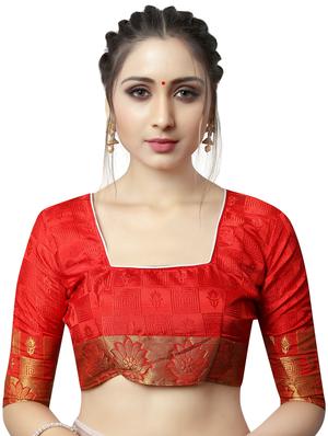 Zari bordered woven saree with blouse - 16051223 - Standard Image - 3