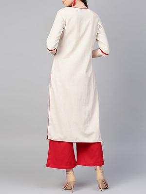 embroidered kurta with palazzo set - 16052472 - Standard Image - 3