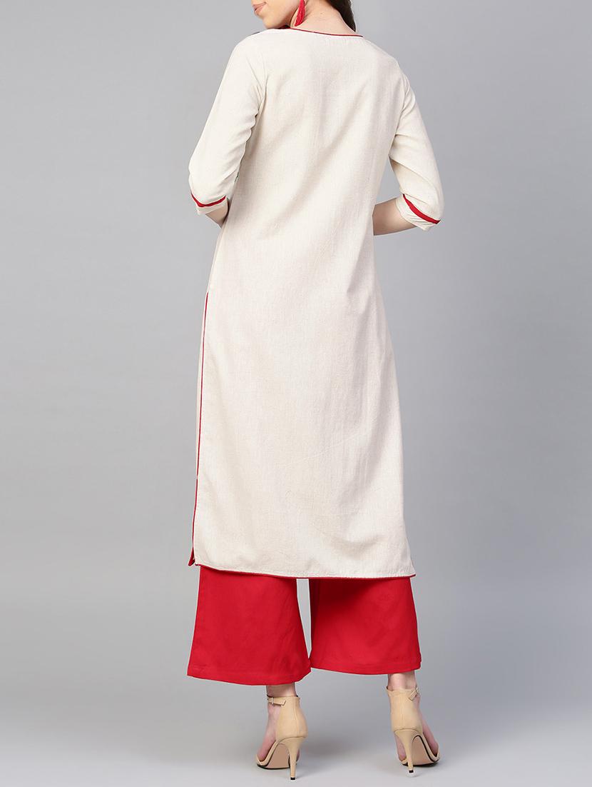embroidered kurta with palazzo set - 16052472 - Zoom Image - 3