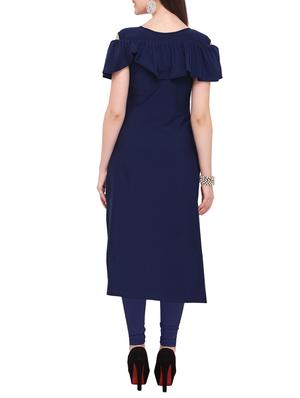 navy checkered straight kurta - 16053318 - Standard Image - 3