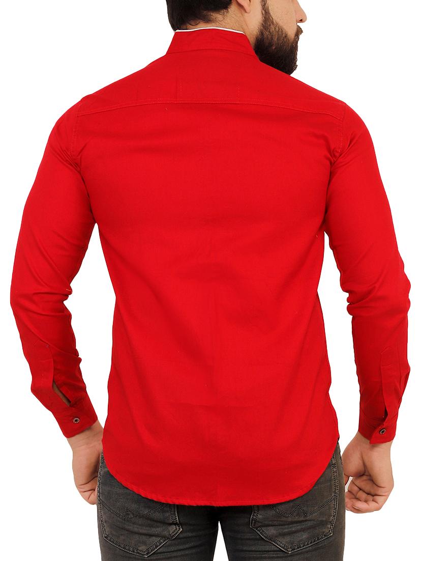 red solid casual shirt - 16054123 - Zoom Image - 3