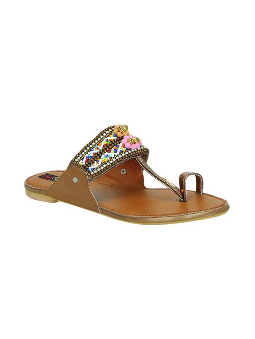 copper synthetic ethnic kolhapuris - 16054303 - Standard Image - 1