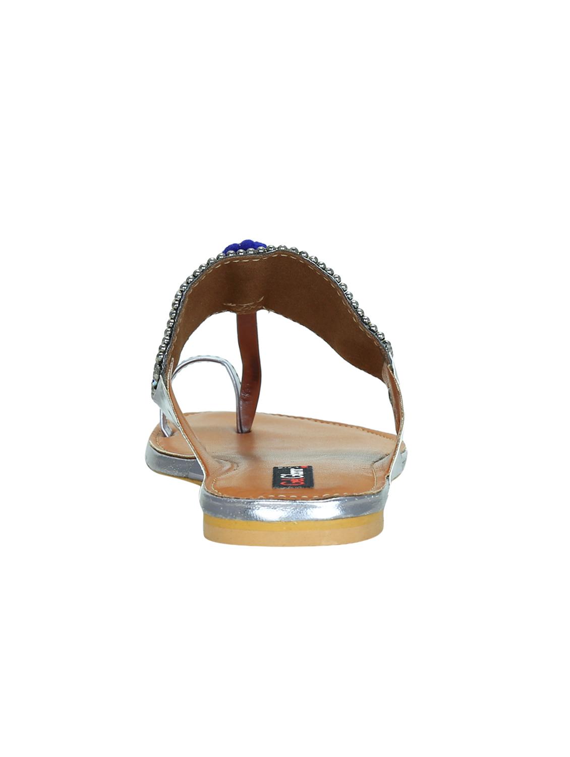 grey synthetic ethnic kolhapuris - 16054305 - Zoom Image - 3