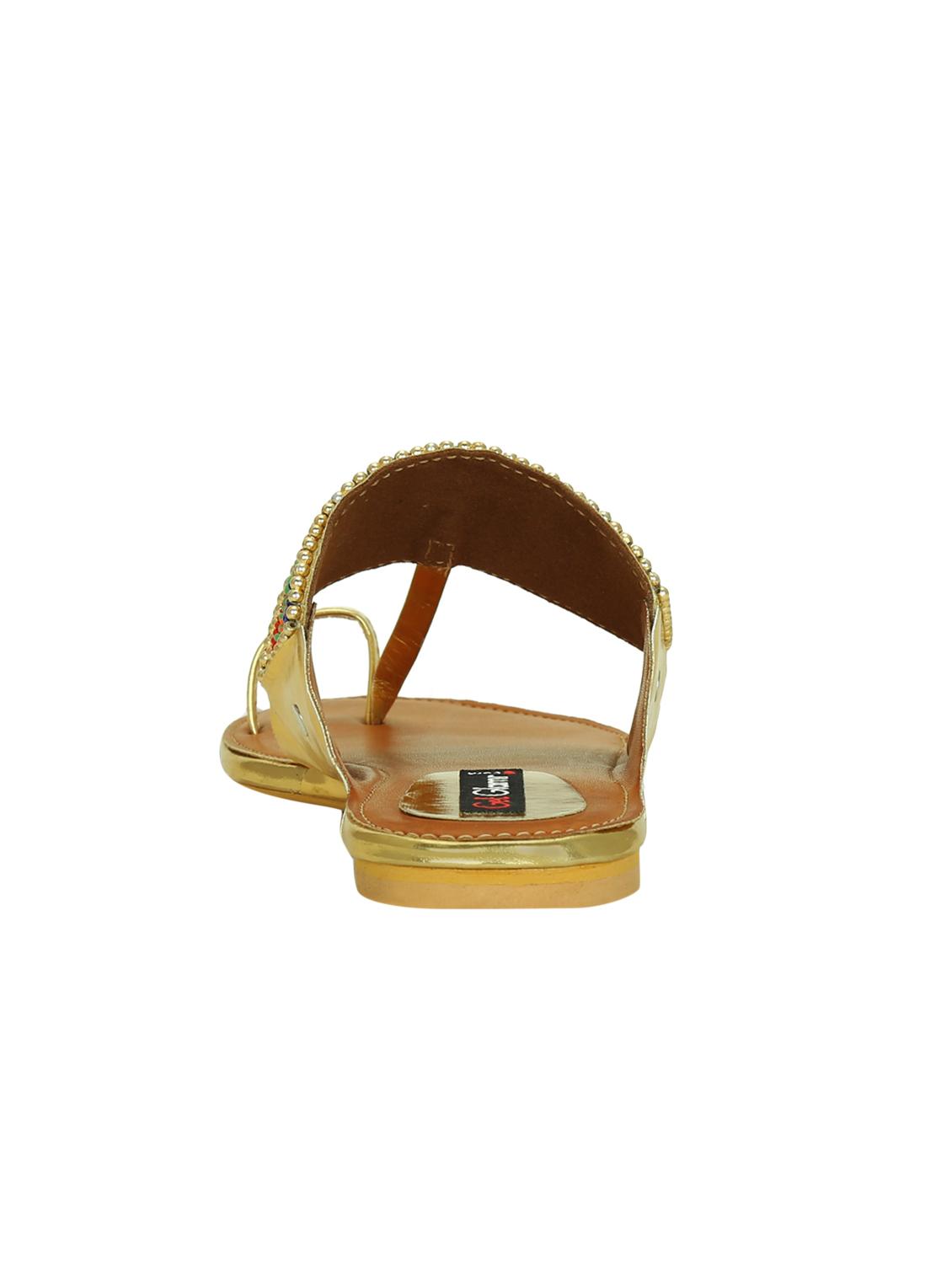 gold synthetic ethnic kolhapuris - 16054307 - Zoom Image - 3