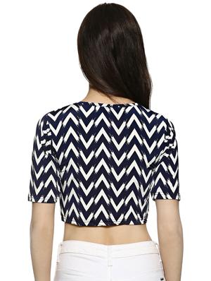 crew neck chevron crop top - 16054704 - Standard Image - 3
