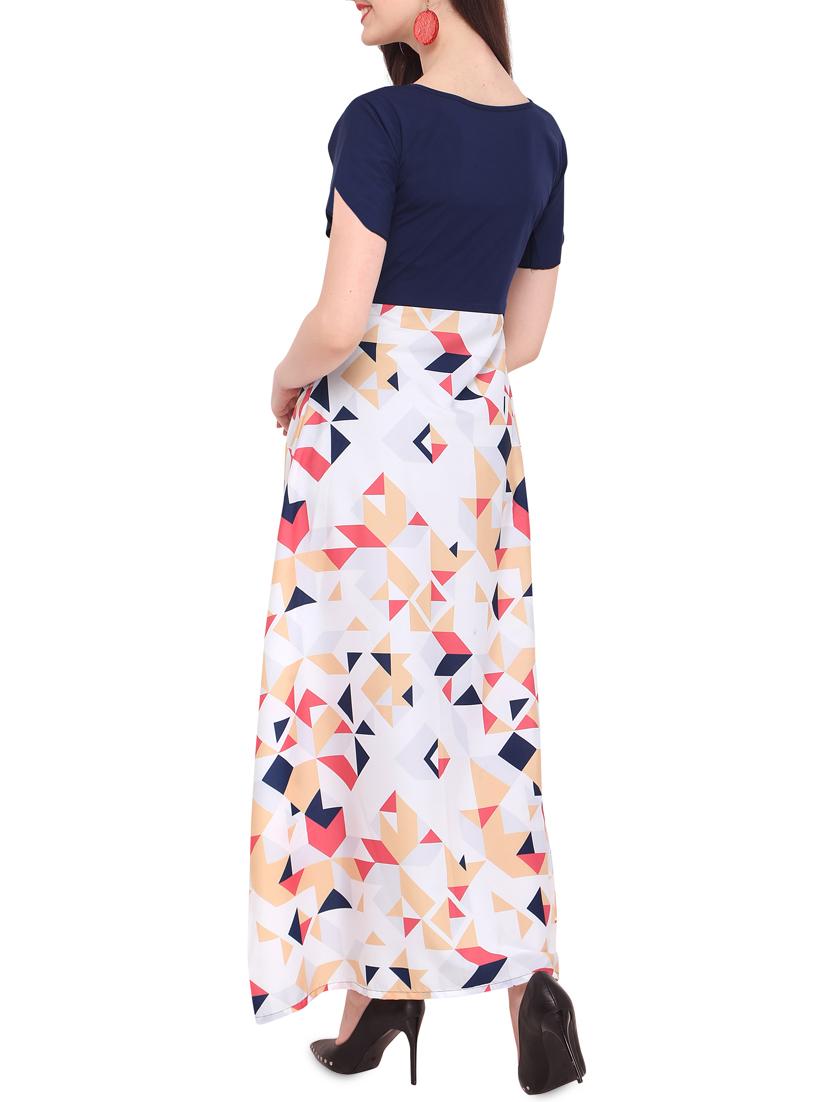 overlap sleeved geometric maxi dress - 16057052 - Zoom Image - 3