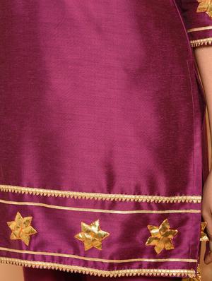 gota patti purple straight kurta - 16057242 - Standard Image - 6