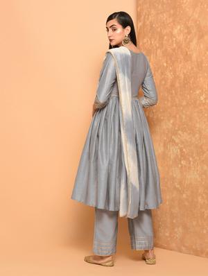gota lace border flared kurta - 16057243 - Standard Image - 3