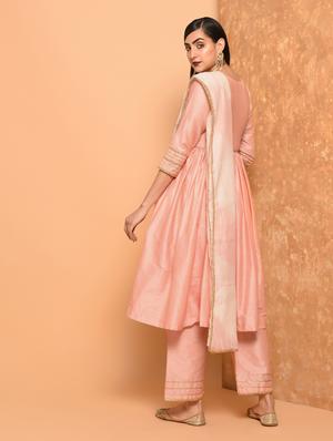 gota lace border flared kurta - 16057246 - Standard Image - 3