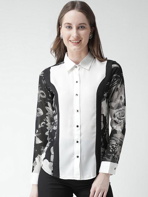 color block floral shirt - 16058367 - Standard Image - 1