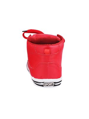 red leatherette lace up sneakers - 16058418 - Standard Image - 3