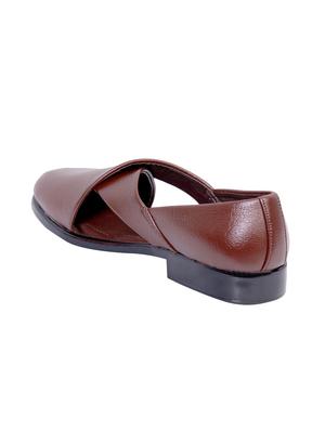 brown faux leather slip on sandals - 16058853 - Standard Image - 3