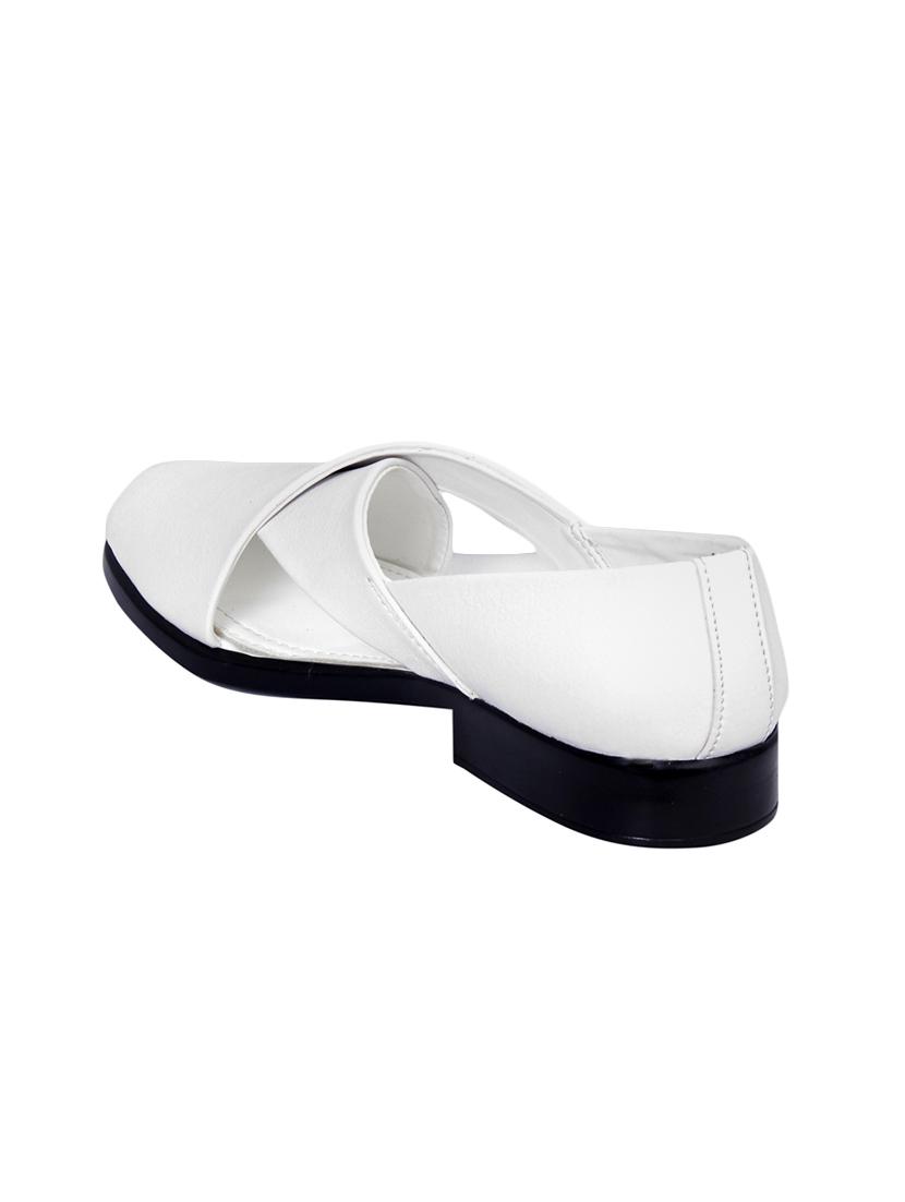 white faux leather slip on sandals - 16058854 - Zoom Image - 3