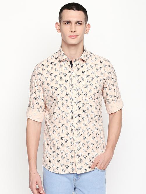 beige floral printed casual shirt - 16059169 - Standard Image - 1