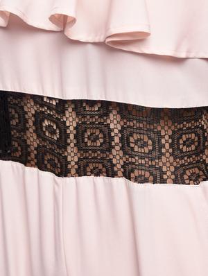 contrast lace ruffled full leg jumpsuit - 16059480 - Standard Image - 6