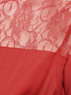 contrast piped floral lace panel top - 16059491 - Standard Image - 6