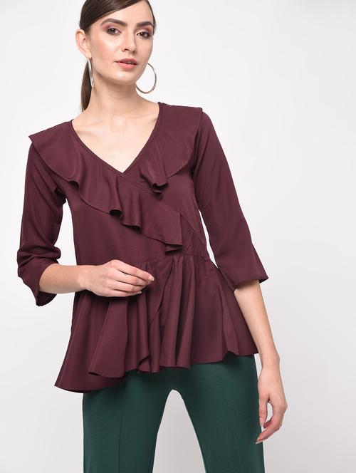 front overlap ruffle top - 16059496 - Standard Image - 1