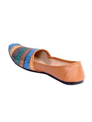 tan leatherette slip on mojaris - 16059716 - Standard Image - 3