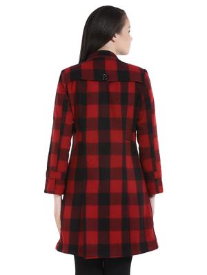 mandarin neck checkered overcoat - 16059764 - Standard Image - 3