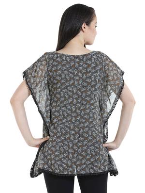 lace trim paisley kaftan top - 16059787 - Standard Image - 3