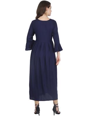 bell sleeves solid ethnic dress - 16061393 - Standard Image - 3