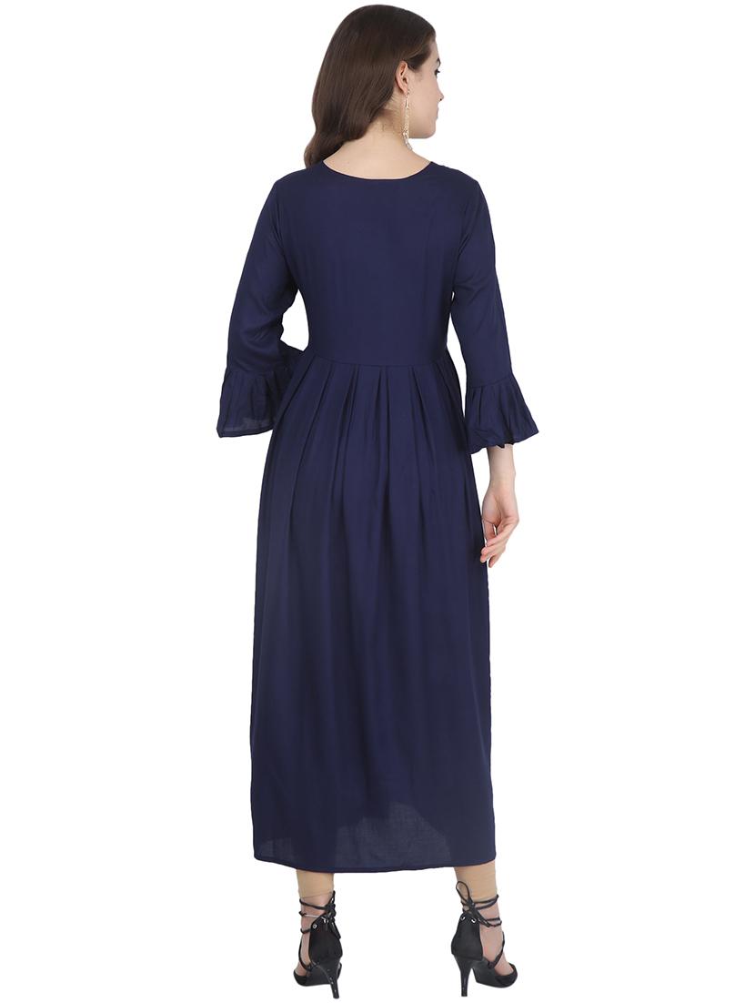 bell sleeves solid ethnic dress - 16061393 - Zoom Image - 3