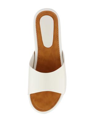 white slip on sandals - 16062356 - Standard Image - 3