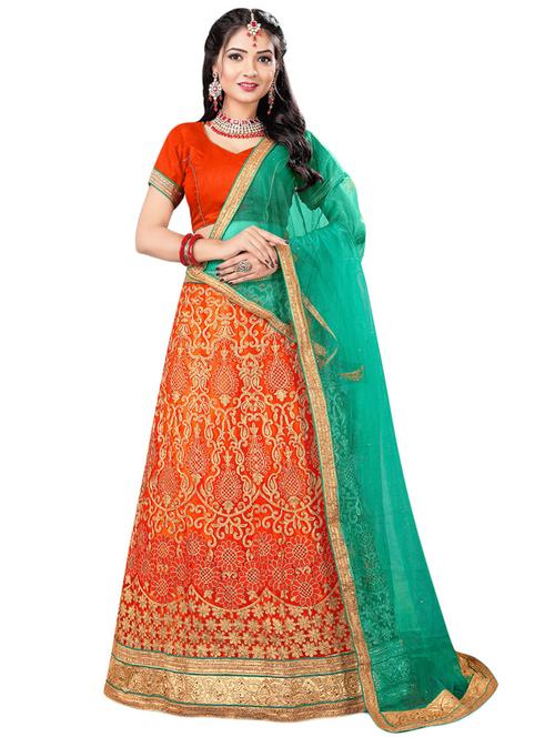 embroidered a-line lehenga - 16063344 - Standard Image - 1