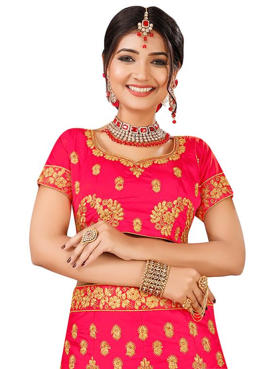 embroidered a-line lehenga - 16063365 - Zoom Image - 3