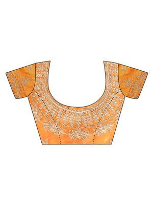 Embroidery bordered plain saree with blouse - 16063493 - Standard Image - 3