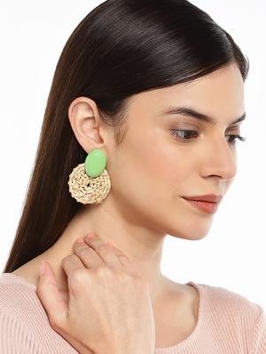 green metal studs earring - 16063574 - Standard Image - 3