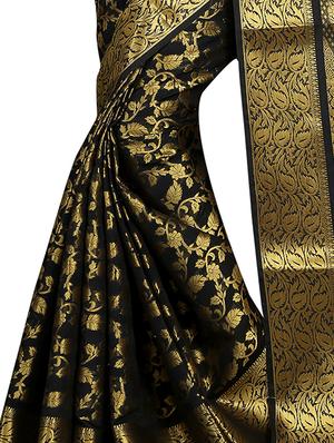 ethnic zari motif banarasi saree with blouse - 16064056 - Standard Image - 3