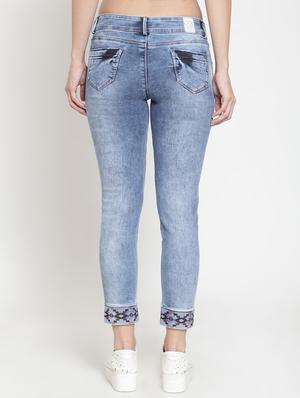 embellished hem low waist jeans - 16064617 - Standard Image - 3