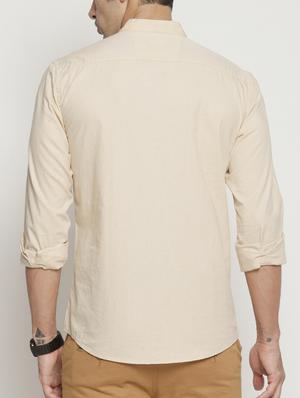 beige solid casual shirt - 16064949 - Standard Image - 3