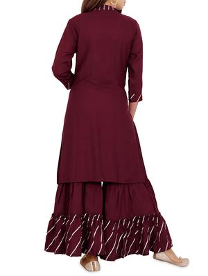 gota work solid kurta with ruffled palazzo set - 16065380 - Standard Image - 3
