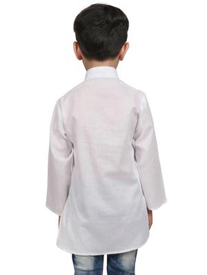 white cotton kurta - 16065503 - Standard Image - 3