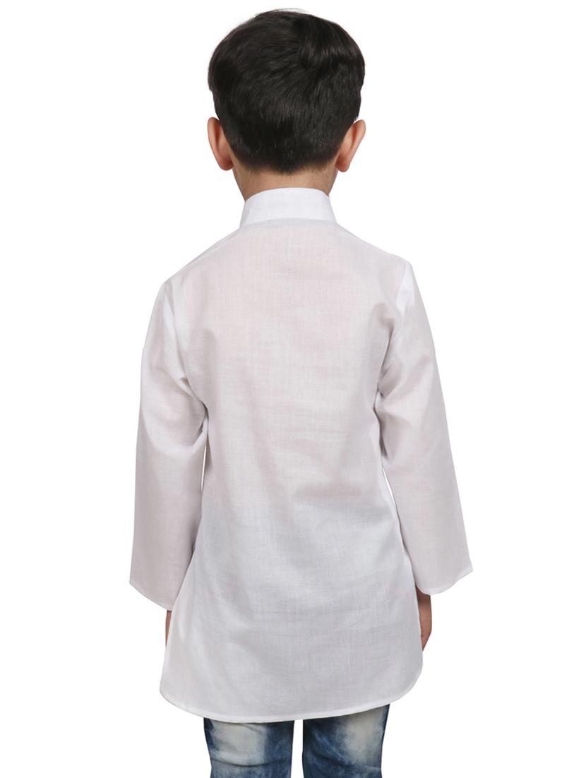 white cotton kurta - 16065503 - Zoom Image - 3