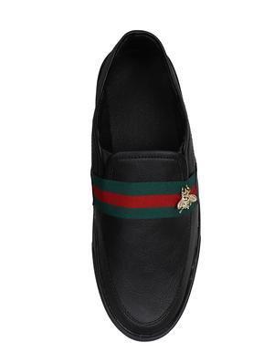 black leatherette casual slip ons - 16065510 - Standard Image - 3