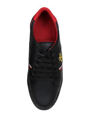 black leatherette lace up sneakers - 16065512 - Standard Image - 3