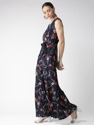 tie-knot floral flared jumpsuit - 16065546 - Standard Image - 3