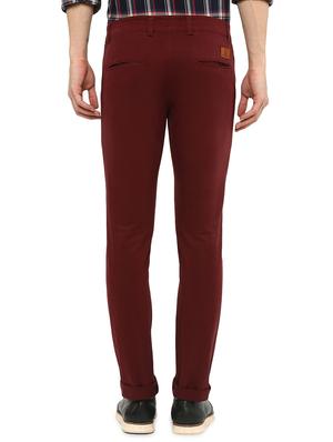 maroon solid chinos - 16065807 - Standard Image - 3