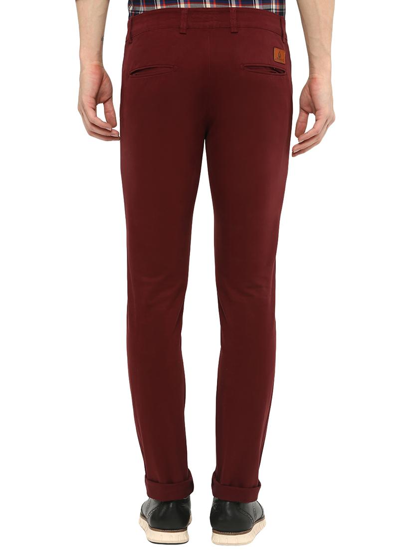 maroon solid chinos - 16065807 - Zoom Image - 3