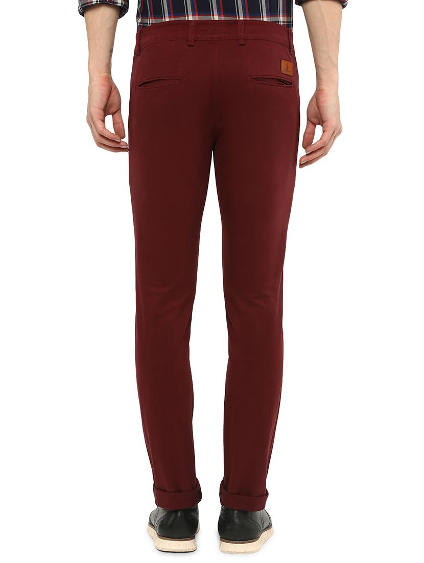 maroon solid chinos - 16065807 - Zoom Image - 3