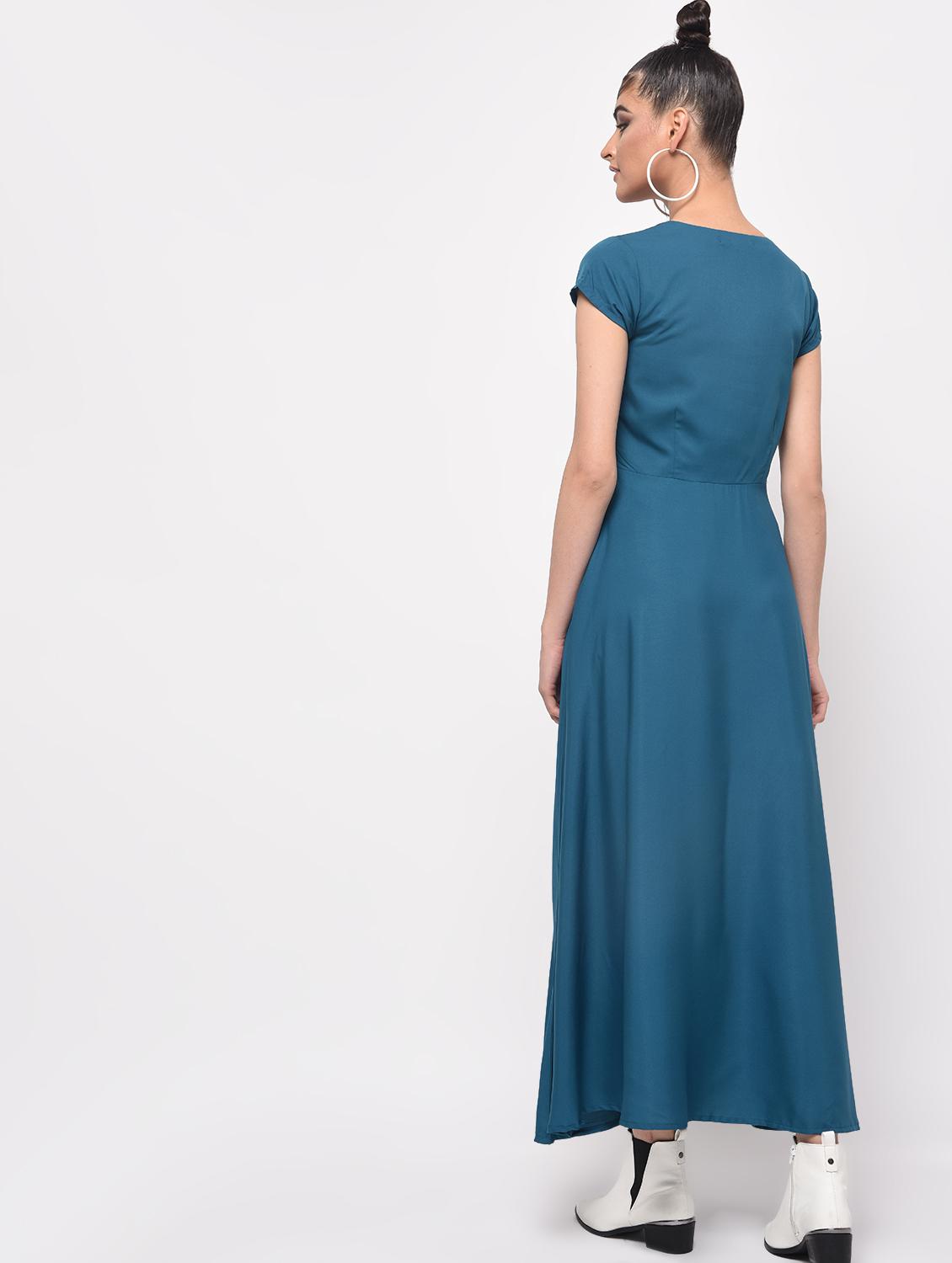 short sleeved flared maxi dress - 16065813 - Zoom Image - 3