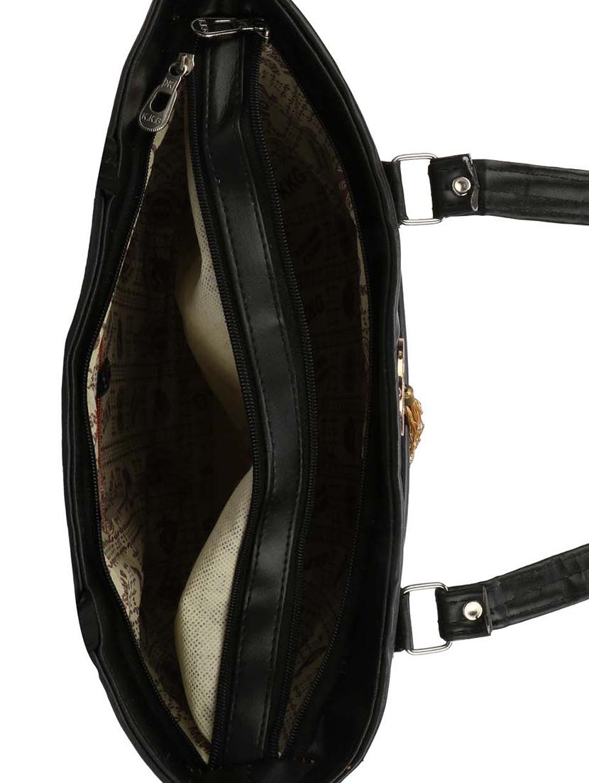 black leatherette (pu) regular handbag - 16067116 - Zoom Image - 3