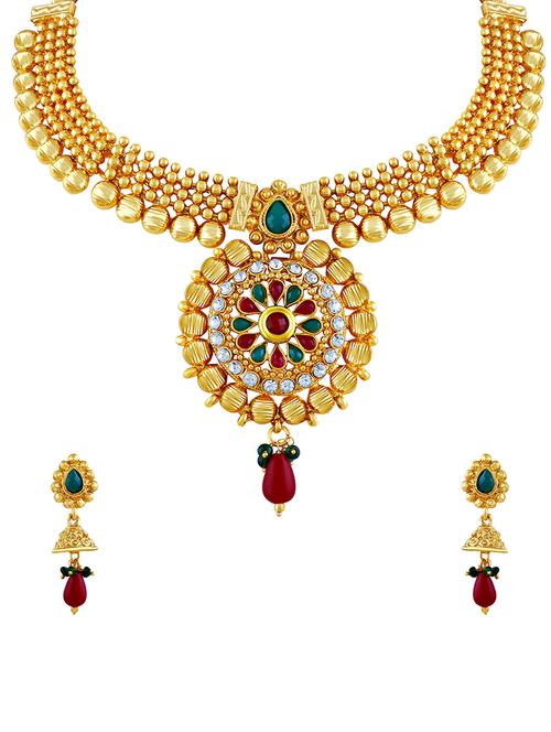 gold zinc choker necklace - 16071880 - Standard Image - 1